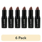 (6 pack) L.A. COLORS Long-Wearing Satin Finish Velvet Pout Chaser Lipstick, Nudie Nude, 0.13 oz