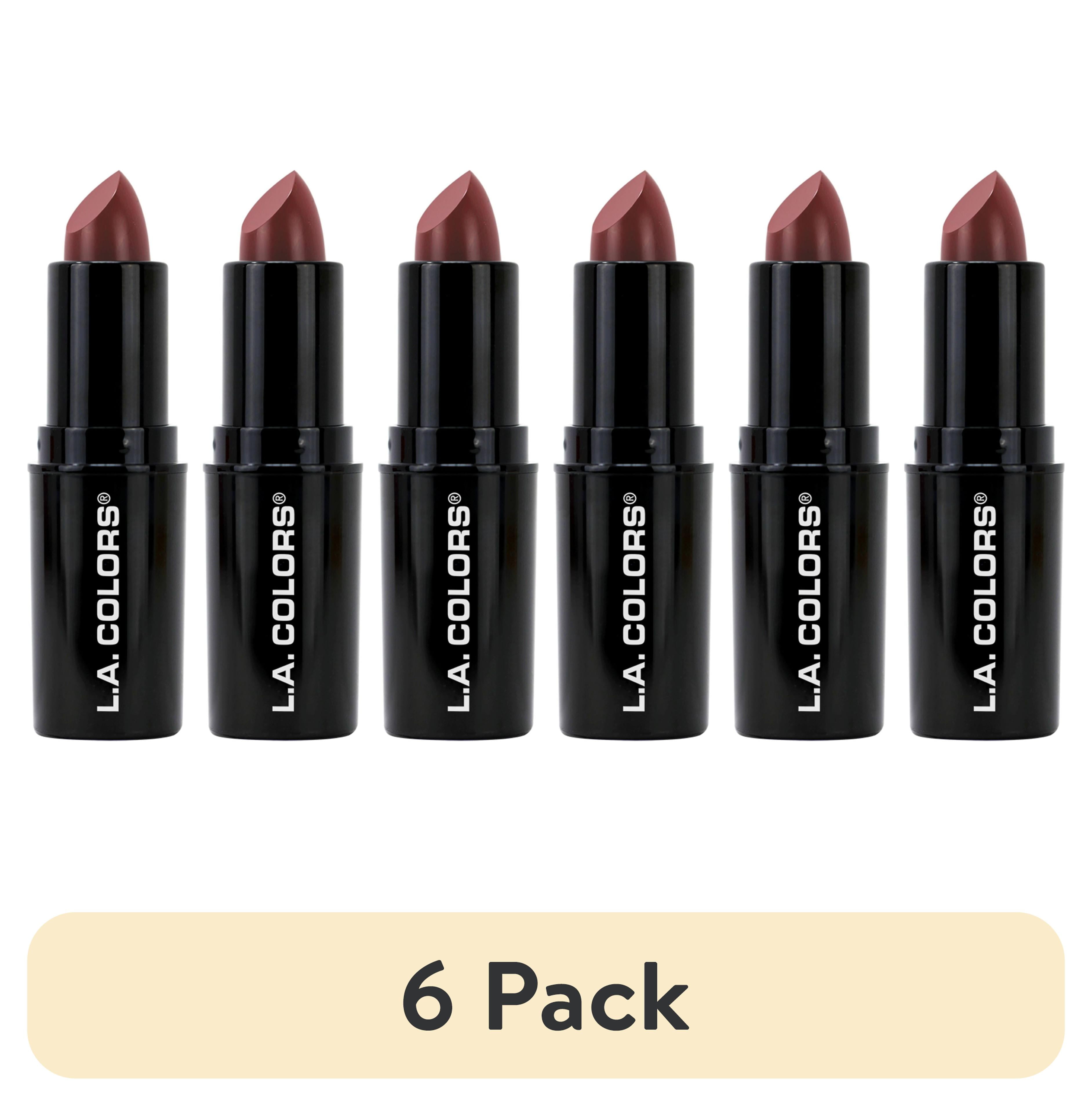 (6 pack) L.A. COLORS Long-Wearing Satin Finish Velvet Pout Chaser Lipstick, Rosewood, 0.13 oz