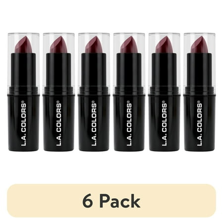 (6 pack) L.A. COLORS Long-Wearing Satin Finish Velvet Pout Chaser Lipstick, Vintage, 0.13 oz