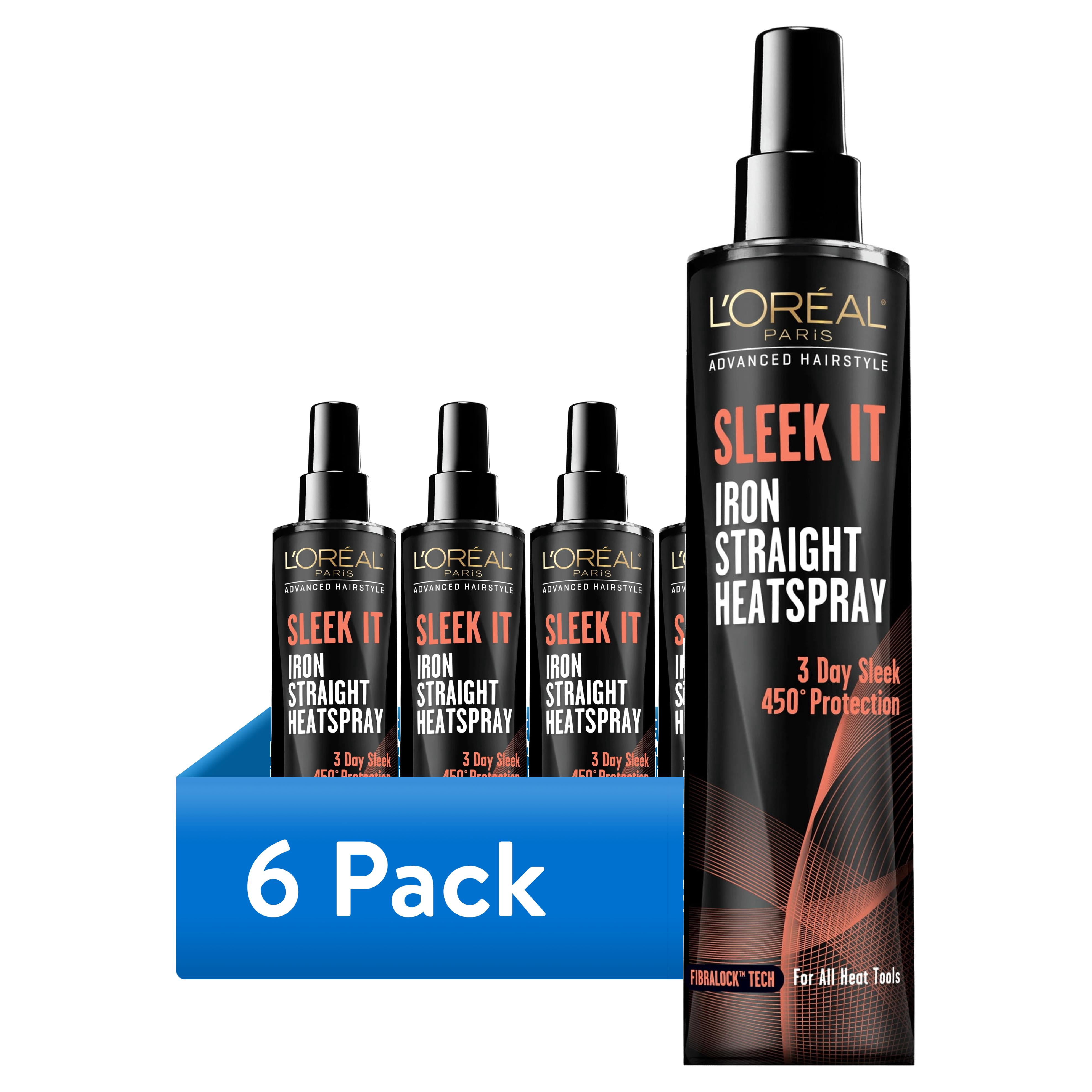 (6 pack) L'Oreal Paris Advanced Hairstyle SLEEK IT Iron Straight Heat Spray, Anti-Frizz, 5.7 fl oz