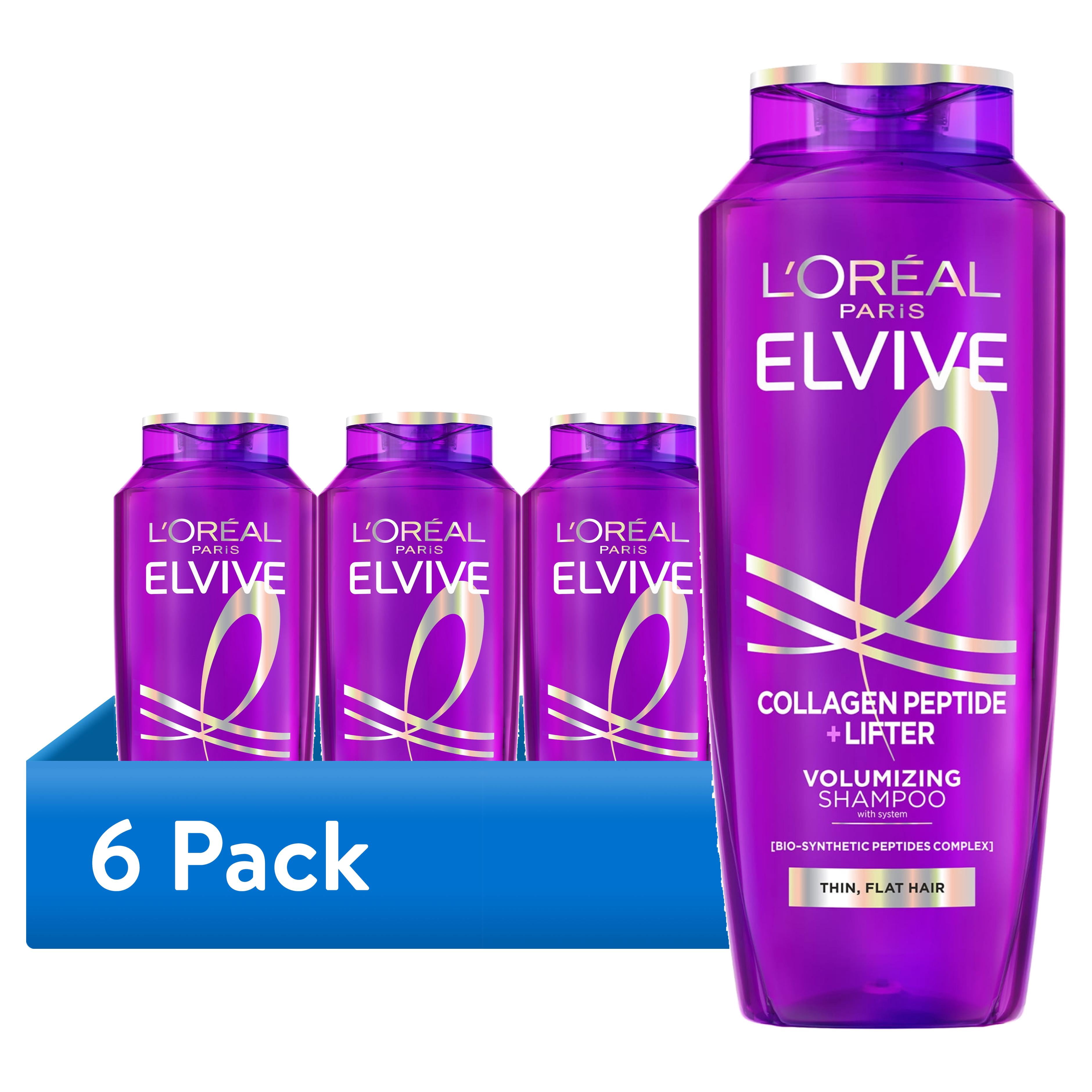(6 pack) L'Oreal Paris Elvive Collagen Peptide plus Lifter 72h Volumizing Shampoo 13.5 fl oz
