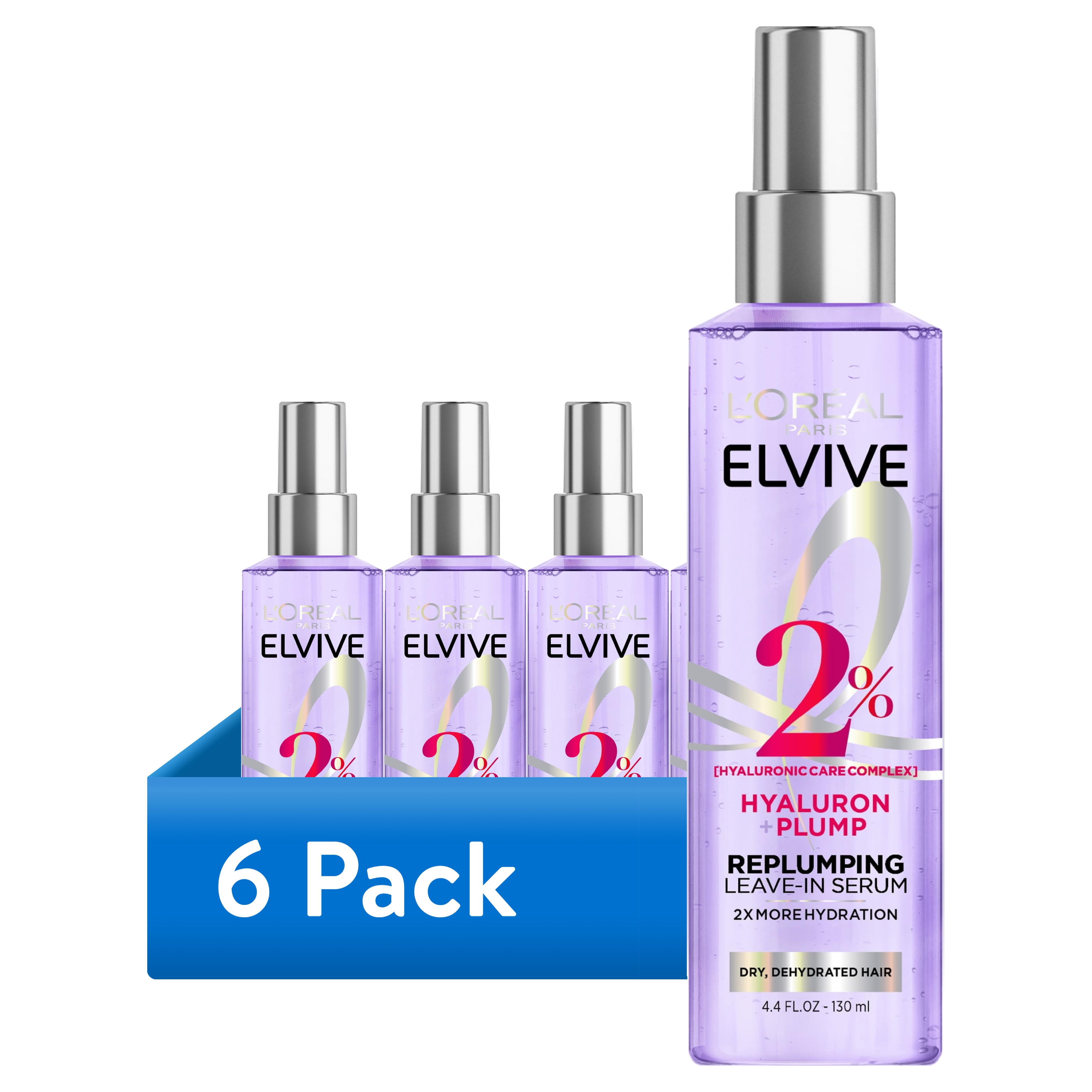 (6 pack) L'Oreal Paris Elvive Hyaluron Plump Moisturizing Leave-In Hair Spray, 4.4 fl oz
