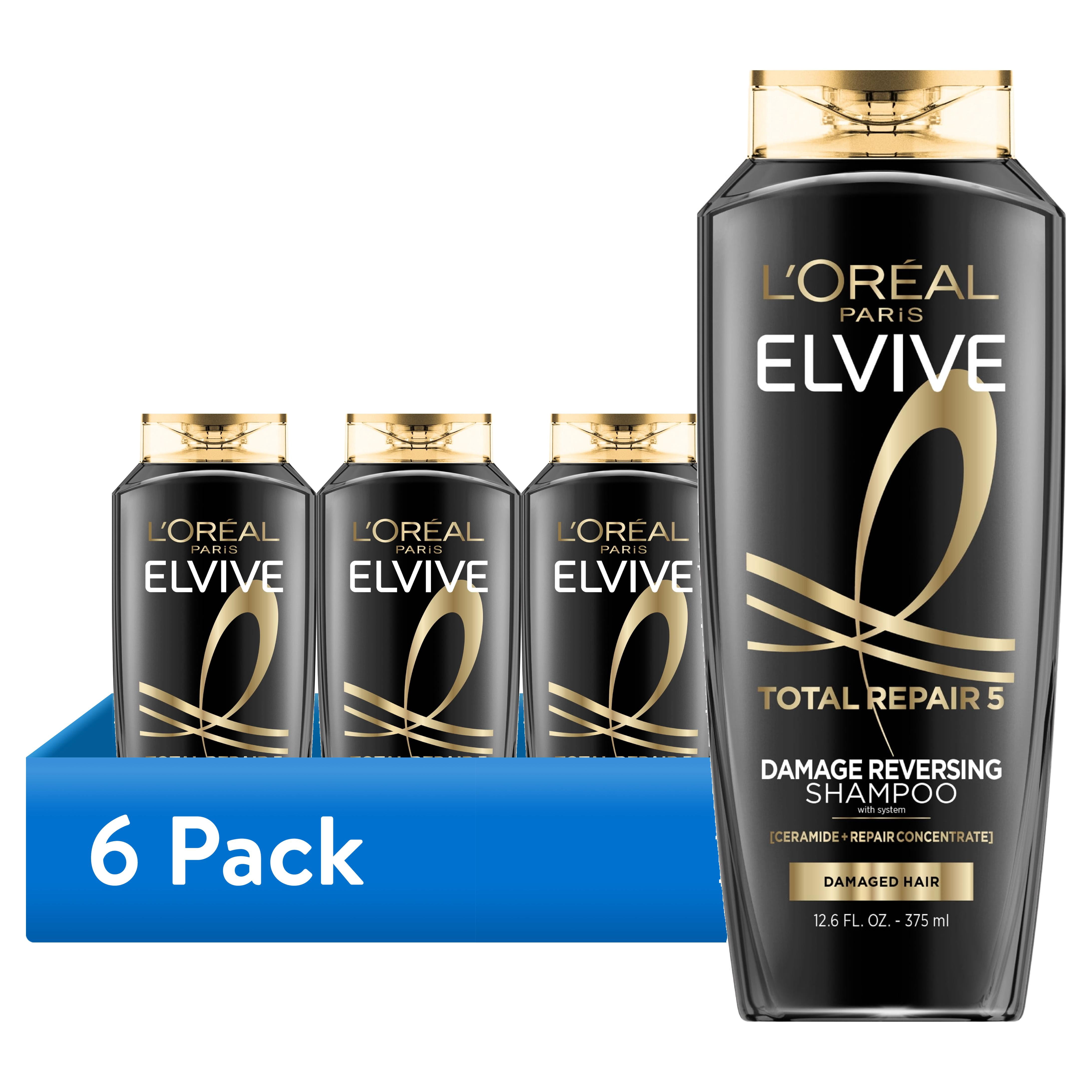 6 pack) L'Oreal Paris Elvive Total Repair 5 Repairing Shampoo and
