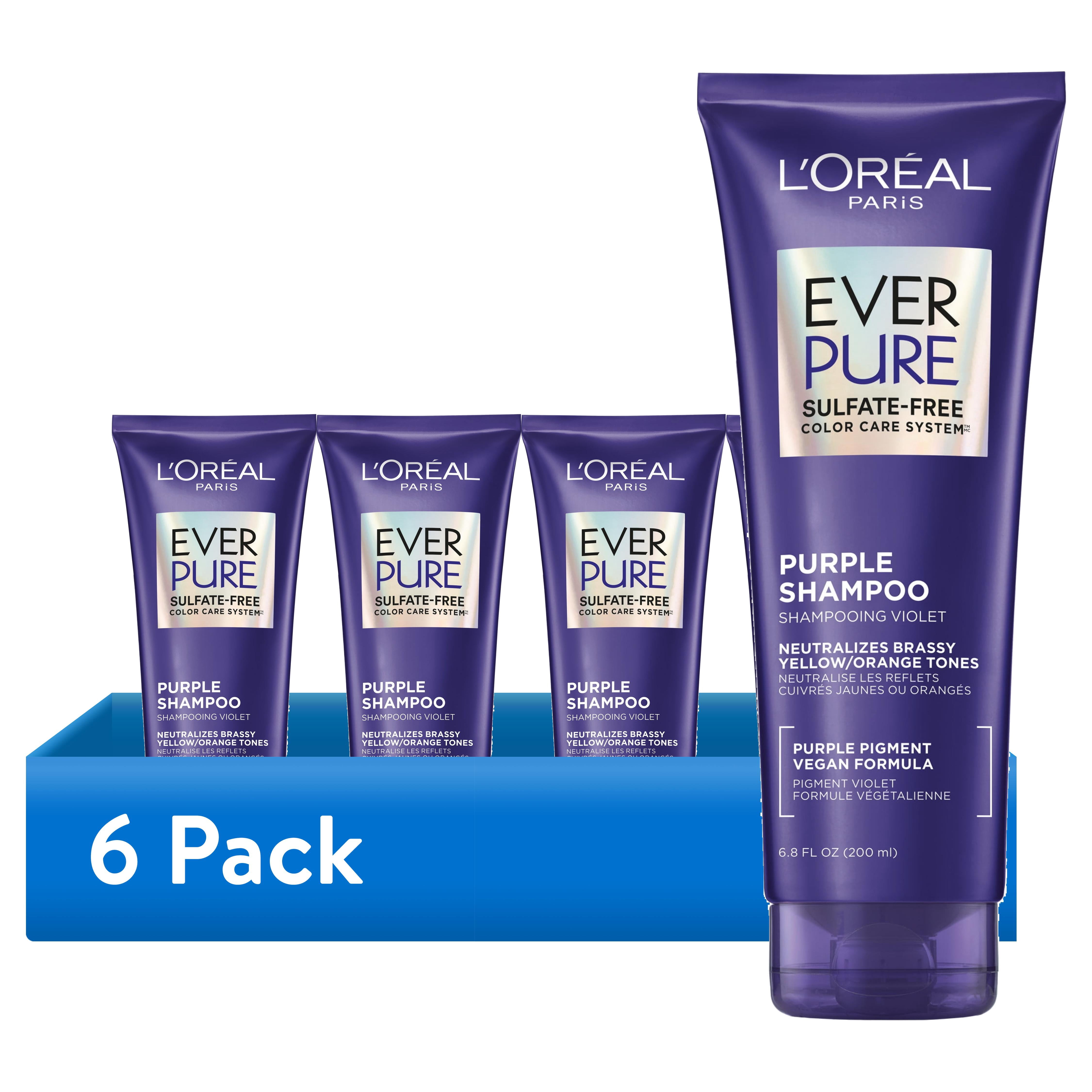 (6 pack) L'Oreal Paris EverPure Sulfate Free Purple Shampoo - Squeeze Bottle, 6.8 fl oz