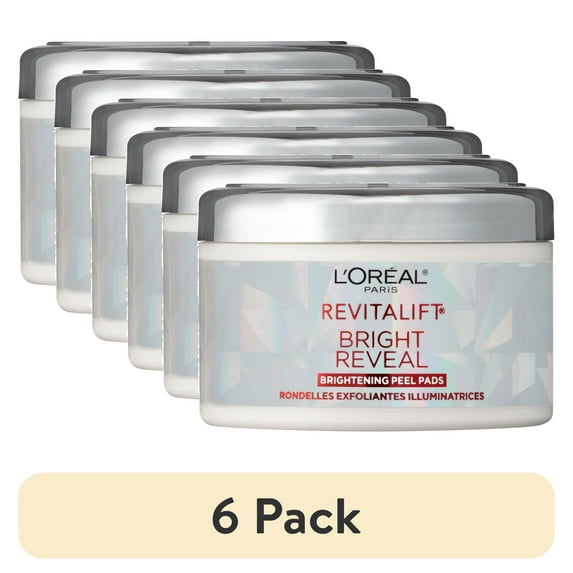 (6 pack) L'Oreal Paris Revitalift Bright Reveal Brightening Peel Pads
