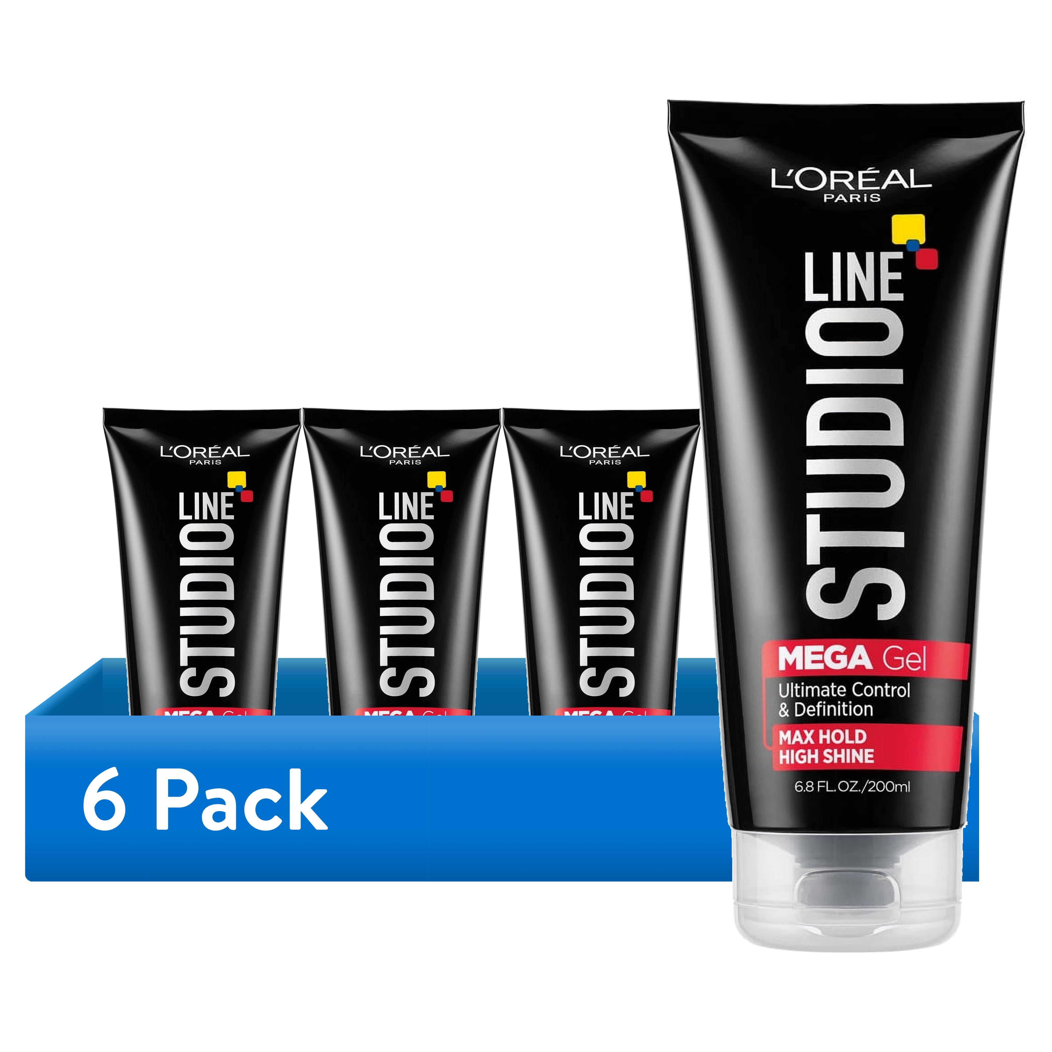 (6 pack) L'Oreal Paris Studio Line Mega Extreme Hold Hair Gel, 6.8oz