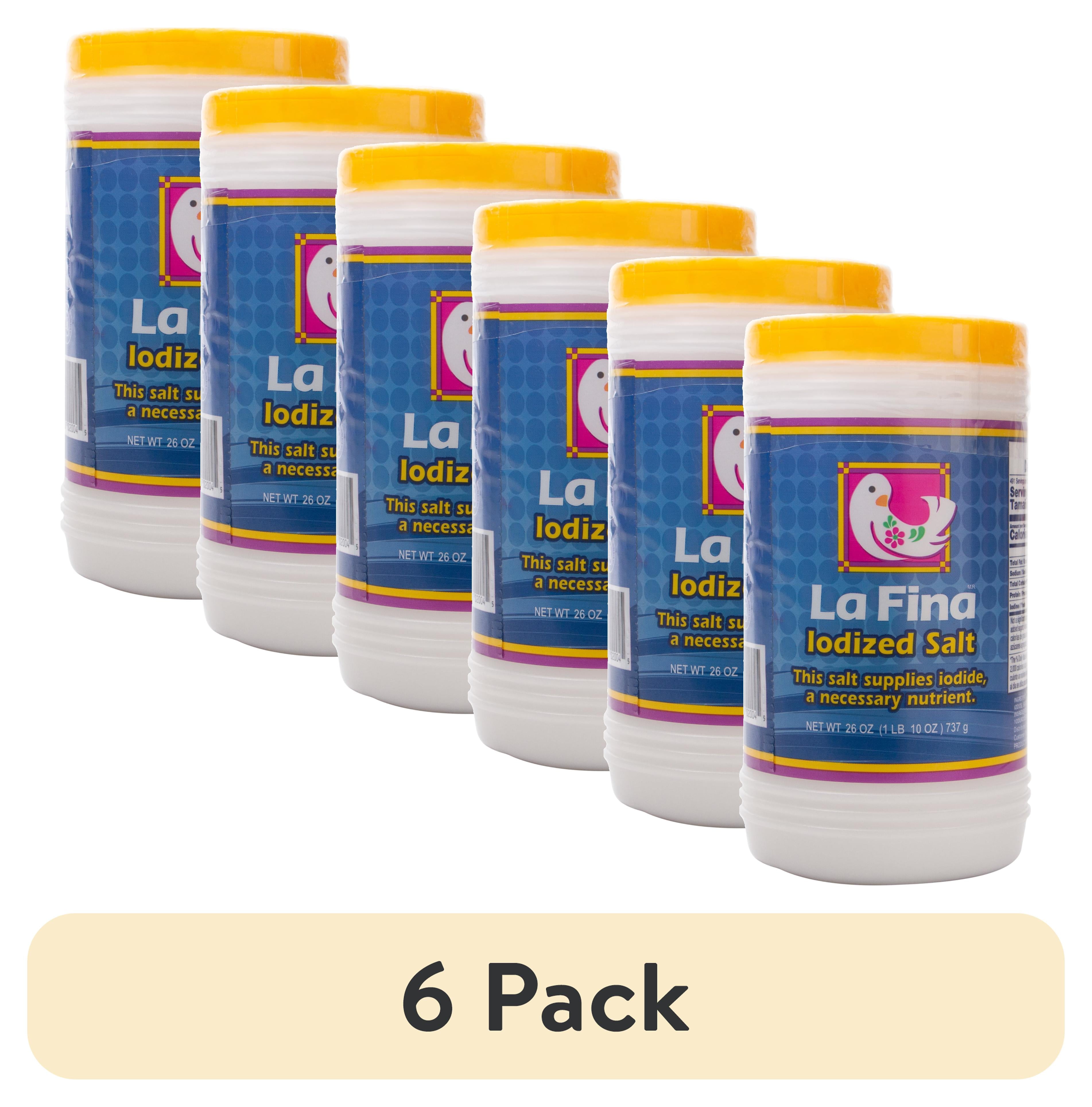 6 pack) La Fina Iodized Table Salt, 26 oz Canister - Walmart.com