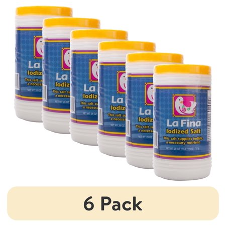 (6 pack) La Fina Iodized Table Salt, 26 oz Canister