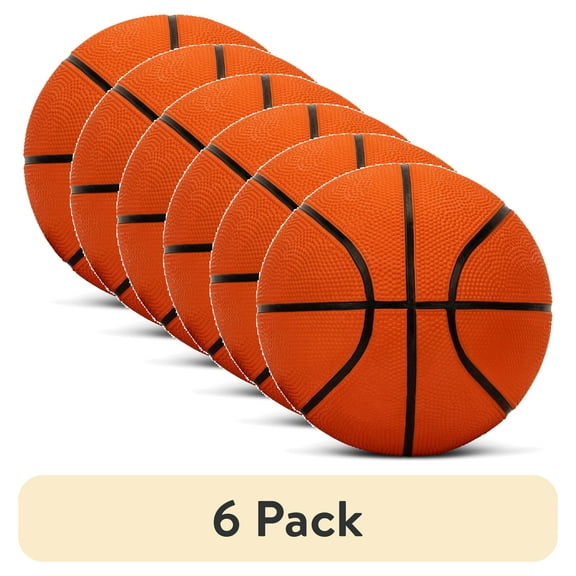 (6 pack) Lifeworks 7" Mini Basketball, Size 3 Basketball for Kids Ages 4+, Durable Rubber Construction with Enhanced Grip, Great for Indoor & Outdoor Play