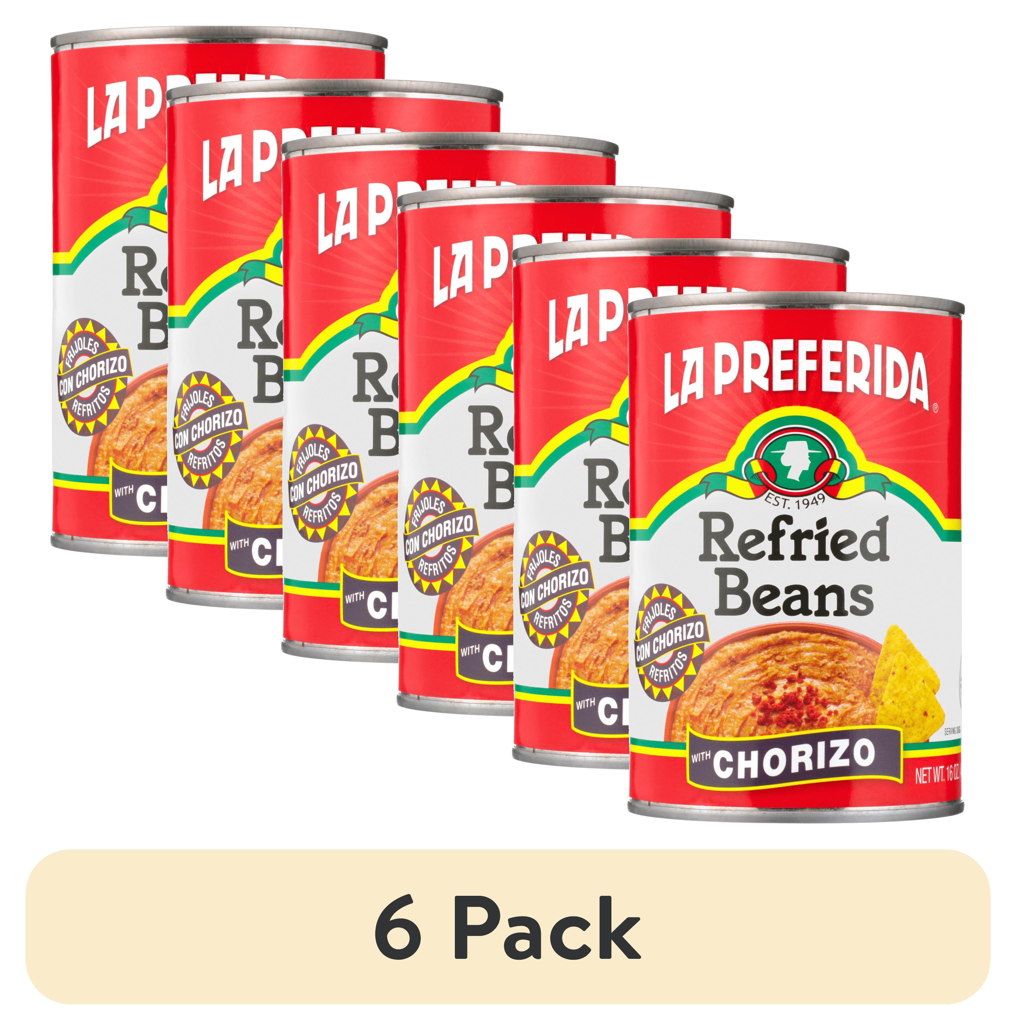 (6 pack) La Preferida Refried Beans with Chorizo (Smoky, Savory Flavor)