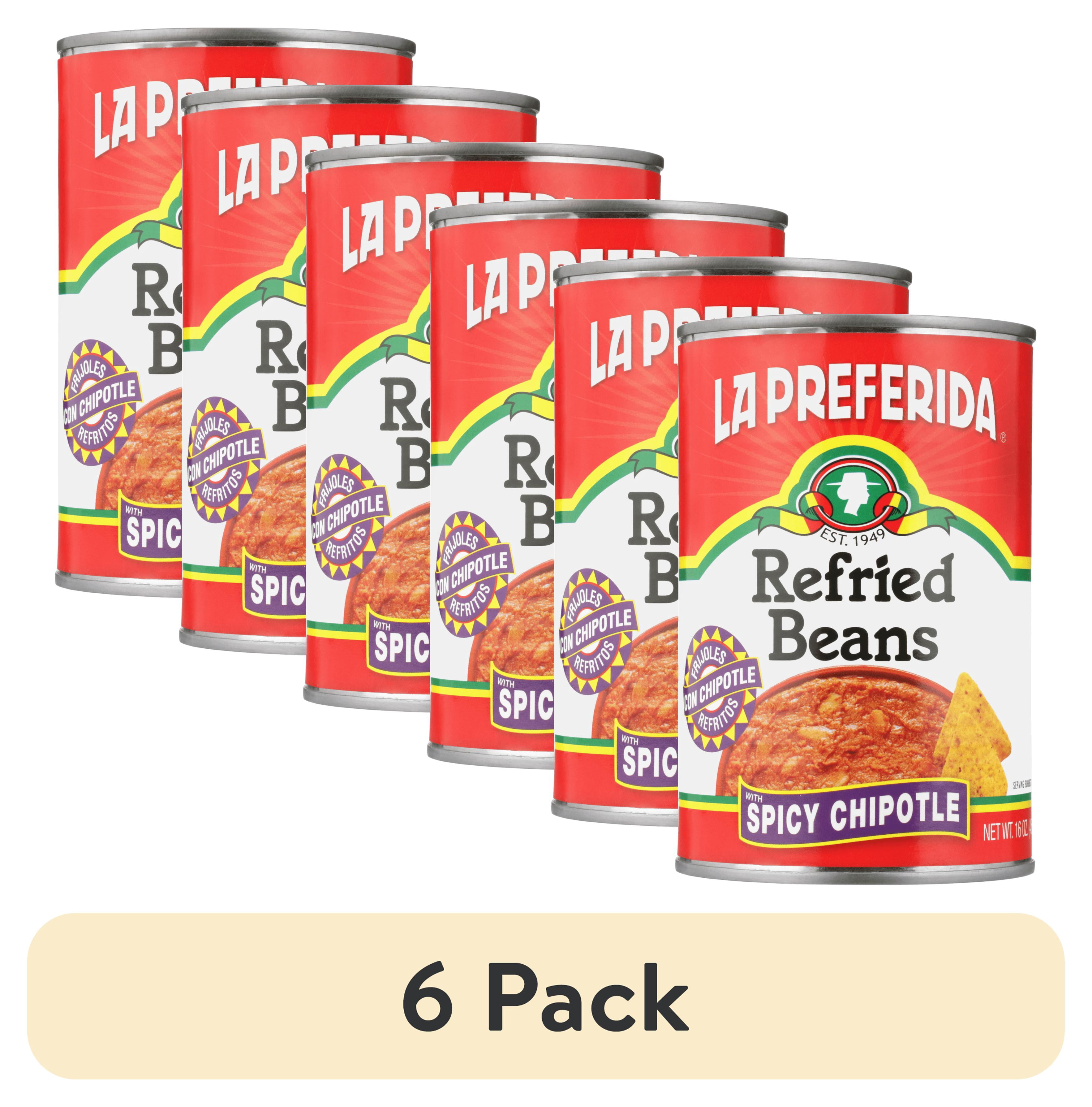 (6 pack) La Preferida Refried Beans with Spicy Chipotle, 16 Oz