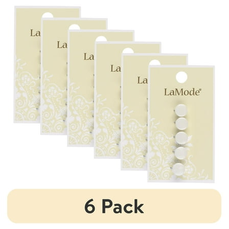 (6 pack) LaMode White Pearlized Shank Buttons, 5 Pieces, 3/8"