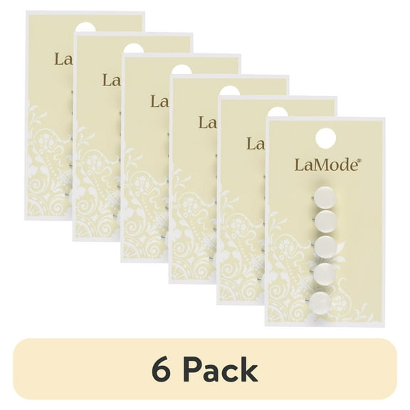 (6 pack) LaMode White Pearlized Shank Buttons, 5 Pieces, 3/8"
