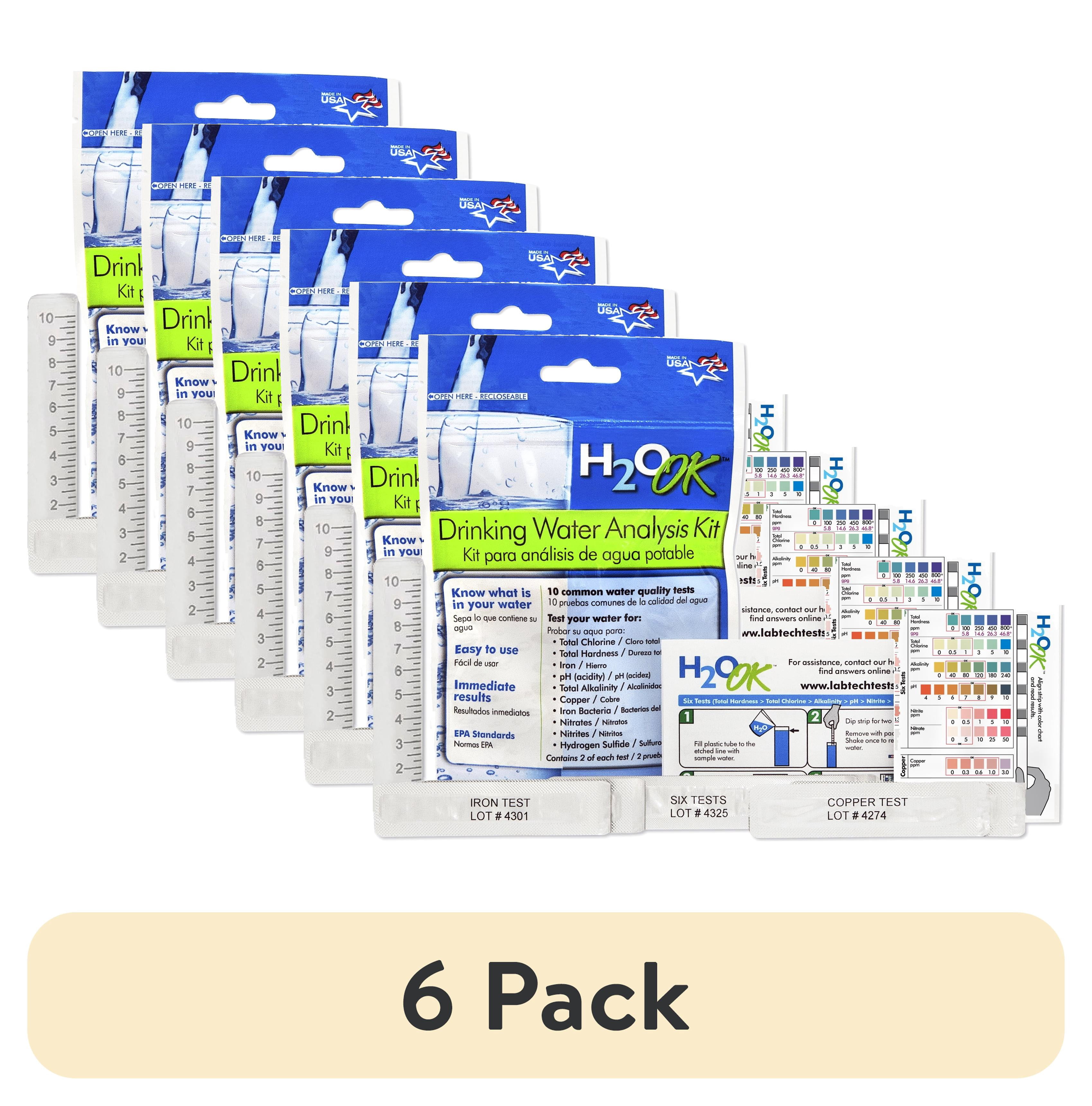 (6 pack) LabTech LT5010 H2O OK Drinking Water Test Strips Kit, 10 Tests, 0.058 lb