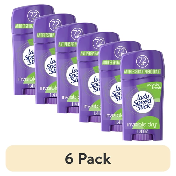 (6 pack) Lady Speed Stick Antiperspirant Deodorant for Women, Powder Fresh Scent, 1.4 oz Stick