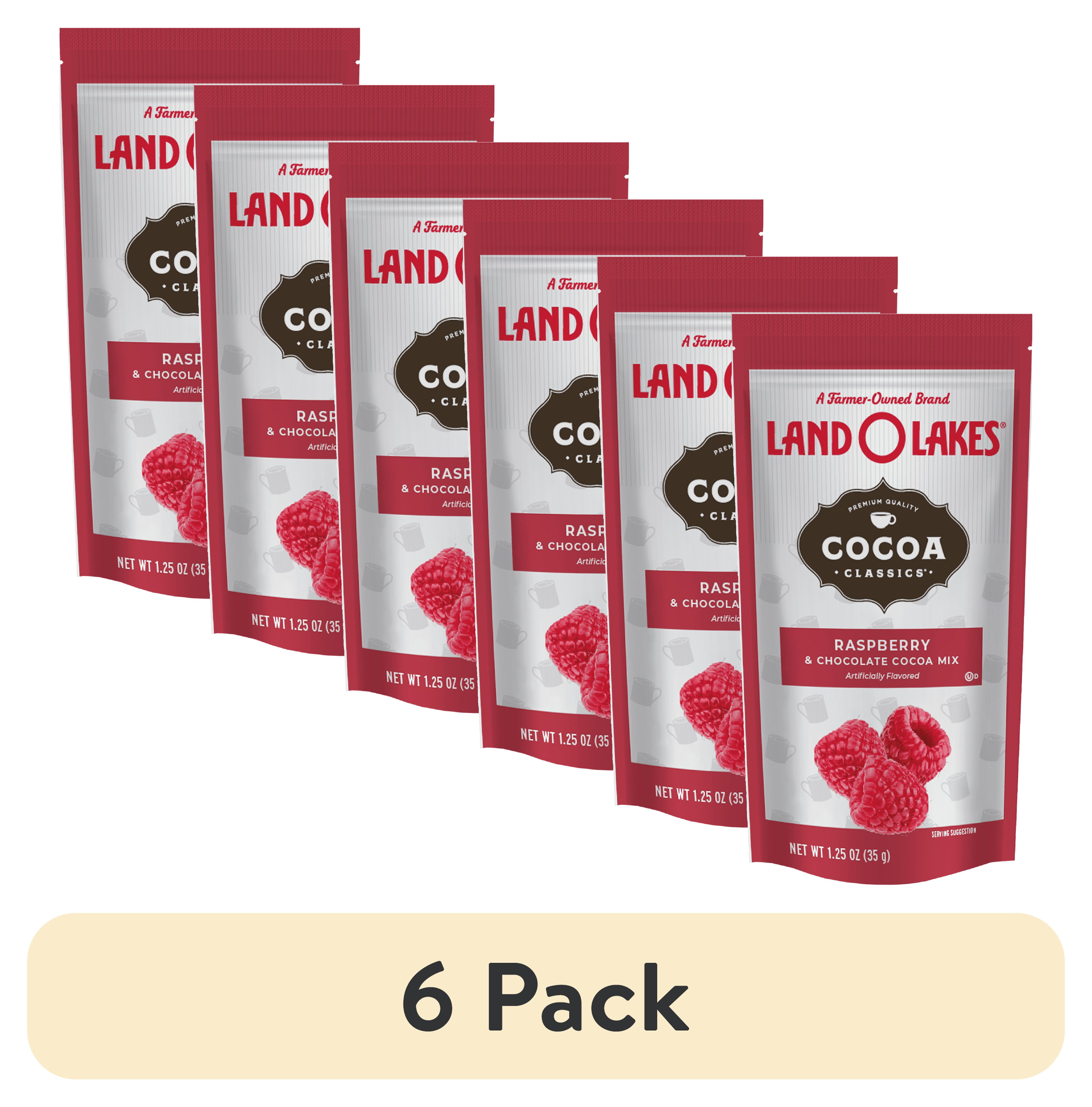 (6 pack) Land O Lakes Cocoa Classics Raspberry Hot Chocolate Mix, Nonfat Milk, Gluten Free, Kosher Dairy, 1.25 oz Packet