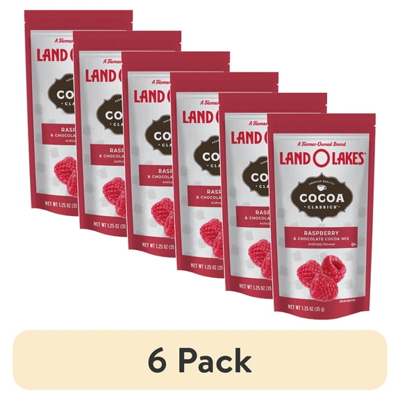 (6 pack) Cocoa Classics Raspberry Cocoa Mix, Hot Chocolate, Made with Nonfat Milk, Just Add Hot Water, Make Hot or Iced Cocoa, Gluten Free & Kosher Dairy Friendly, 1, 1.25oz Packet