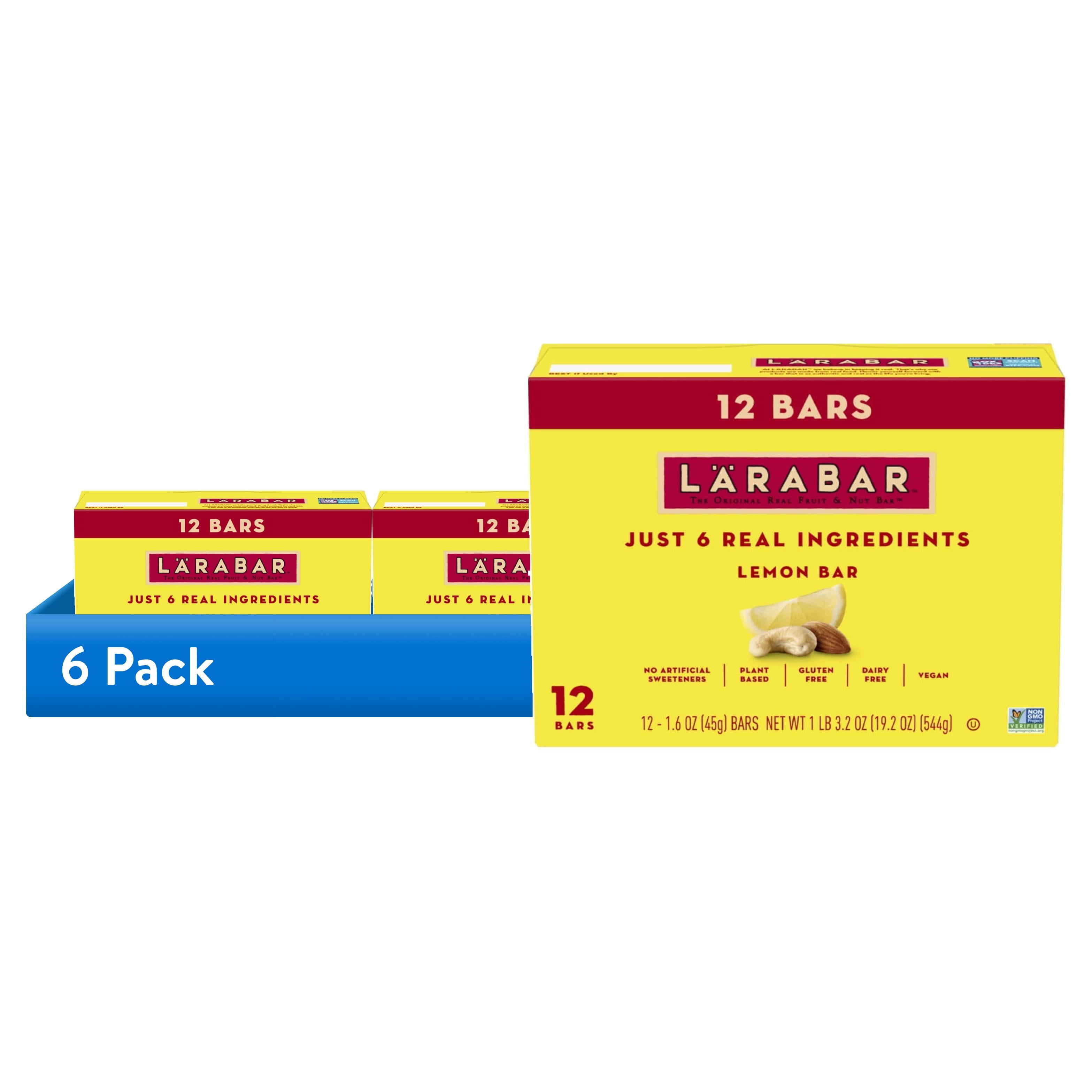 (6 pack) Larabar Lemon Bar Fruit and Nut Bars, Gluten Free and Vegan, 19.2 oz, 12 Count