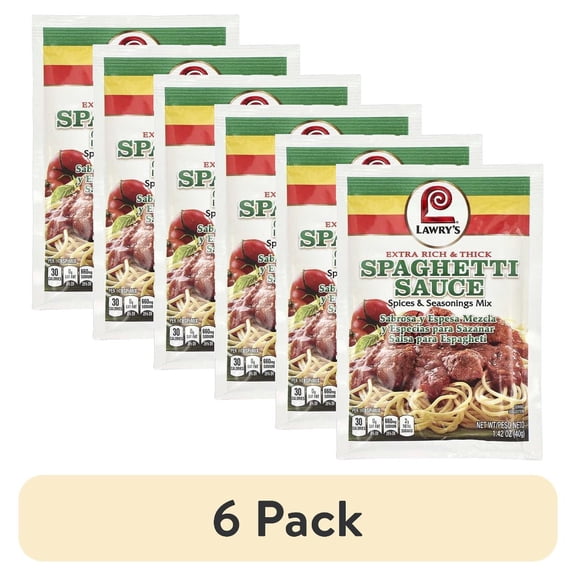 (6 pack) Lawry's, Extra Rich & Thick Spaghetti Sauce, Spices & Seasonings Mix, 1.42 oz (40 g) Pack of 2