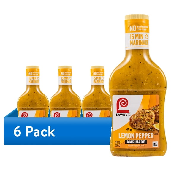 (6 pack) Lawry's Lemon Pepper With Lemon Marinade, 12.0 fl oz Bottle