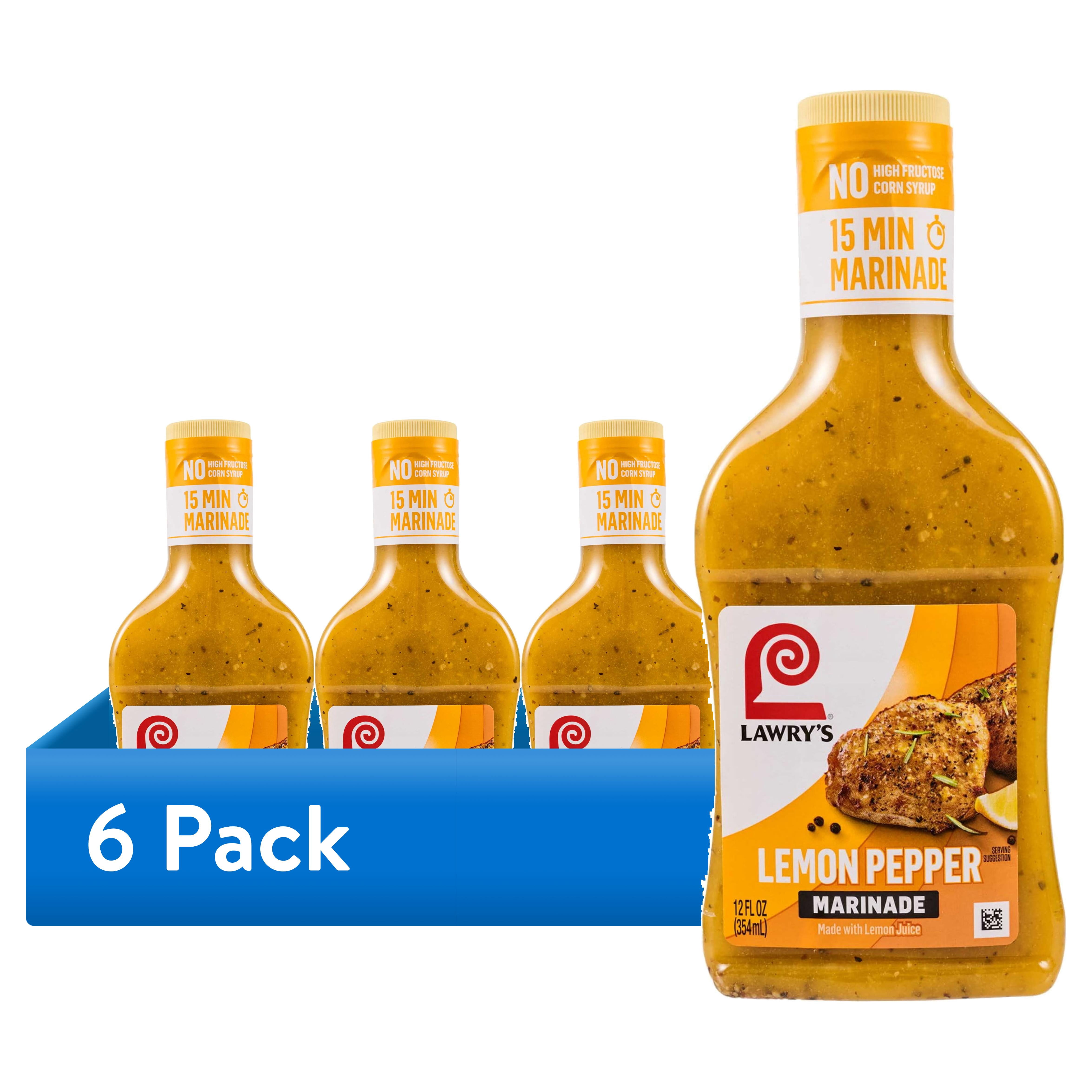 (6 pack) Lawry's Lemon Pepper With Lemon Marinade, 12.0 fl oz Bottle