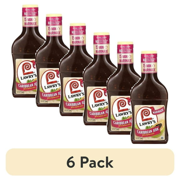(6 pack) Lawry's Caribbean Jerk with CM31Papaya Juice Marinade, 12 fl oz