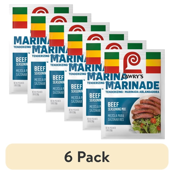 (6 pack) Lawry's Tenderizing Beef Marinade Spices & Seasonings Mix, 1.06 oz Packet