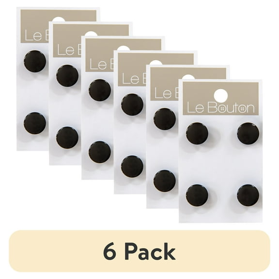 (6 pack) Le Bouton Black 1/2" Shank Buttons, 4 Pieces