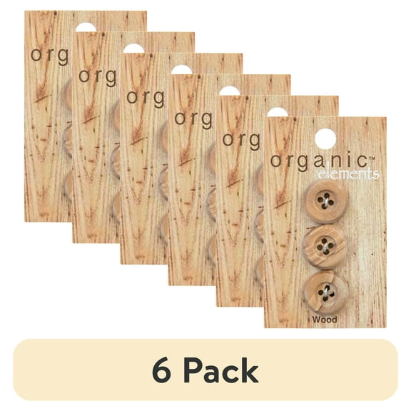 (6 pack) Le Bouton Tan 3/4" 4-Hole Wood Buttons, 3 Pieces