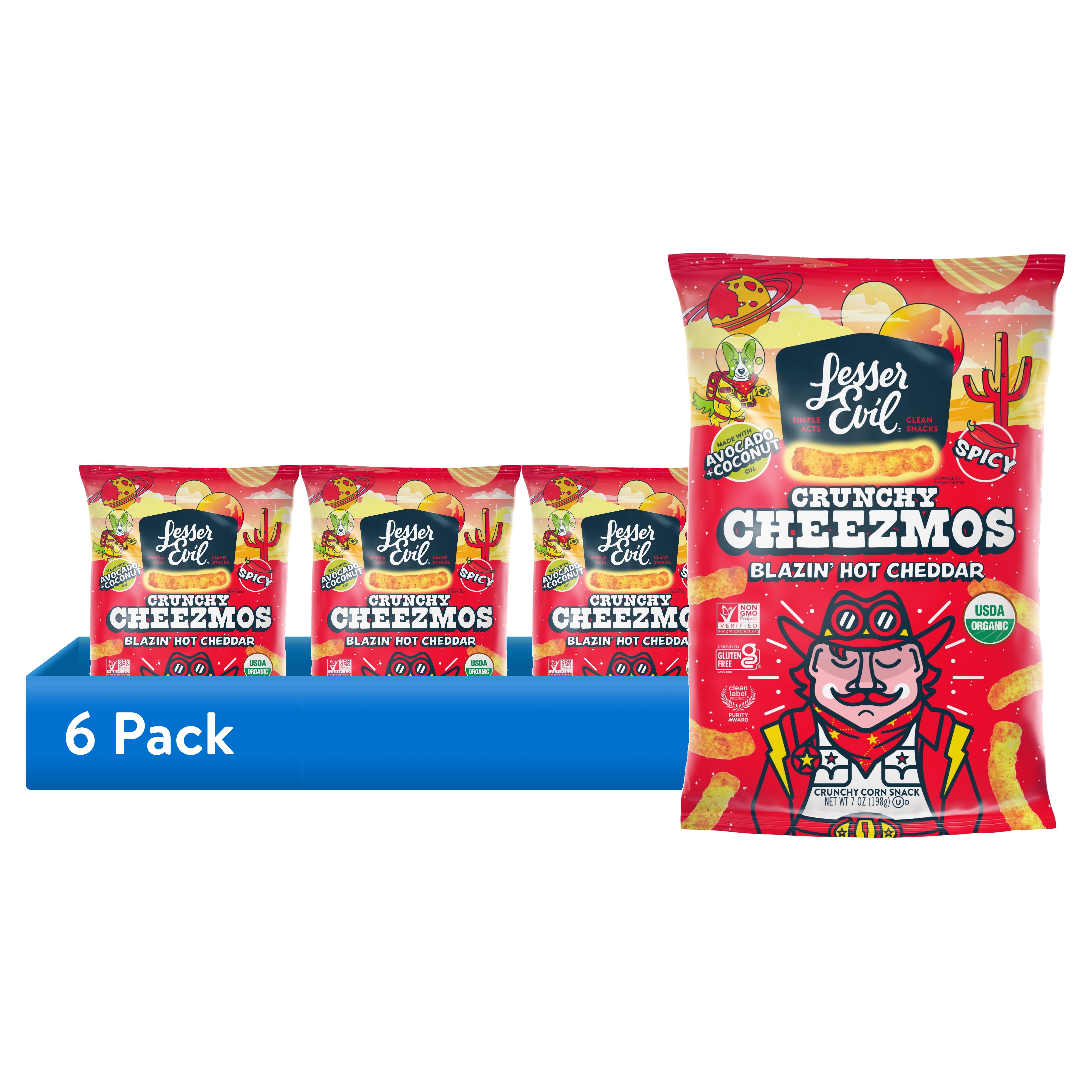 (6 pack) LesserEvil Cheezmos, Blazin' Hot Cheddar, 7oz