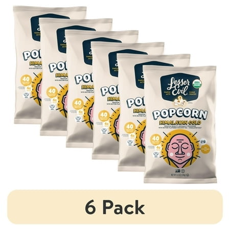 (6 pack) Lesserevil, Organic Popcorn, Himalayan Gold, Gluten-Free, 4.6oz