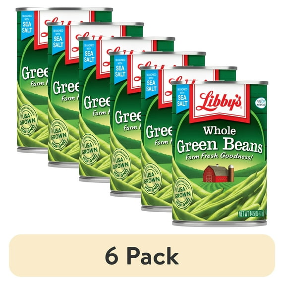(6 pack) Libby's Canned Whole Green Beans, 14.5 oz Can