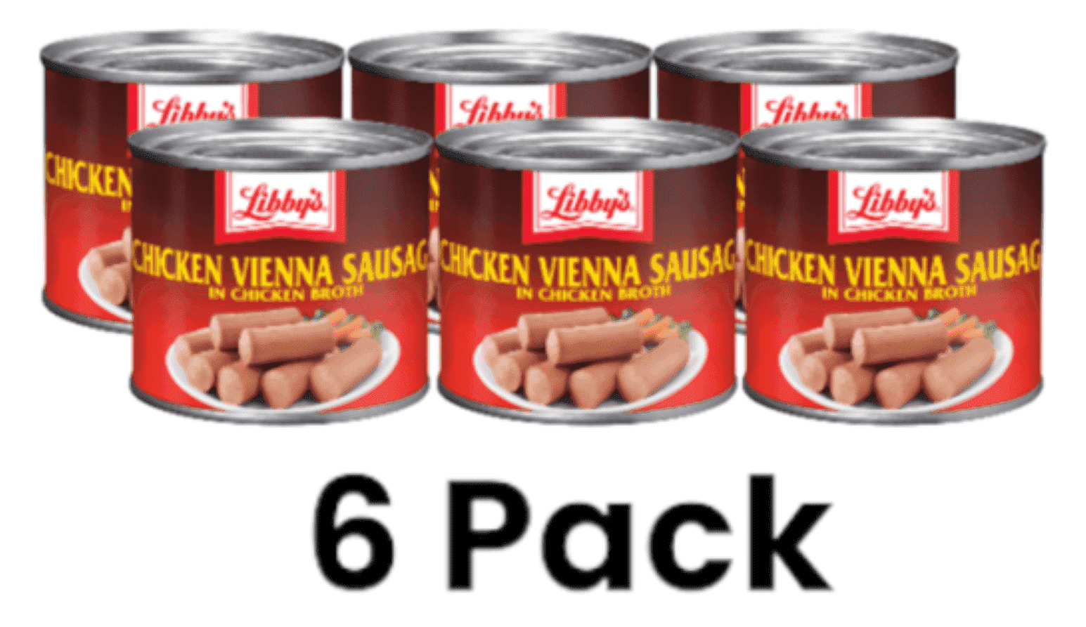 Libby's Chicken Vienna Sausage, Fully Cooked, Shelf-Stable, 6 Pack, 4.6 oz, Ketogenic, Nitrate-Free