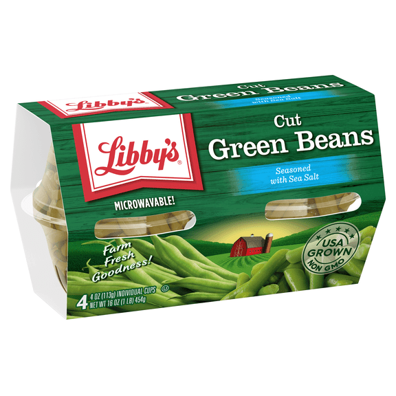 (6 pack) Libby's Cut Green Beans Lightly Seasoned With Sea Salt, 4 Oz, 4 Count Box