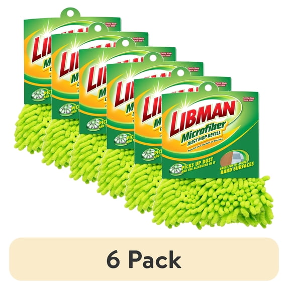 (6 pack) Libman Green Microfiber Dust Mop Refill Pad Attachment Style Clip-on