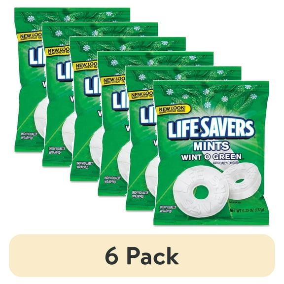 (6 pack) Life Savers Wint-O-Green Breath Mints Hard Candy - 6.25 oz Bag