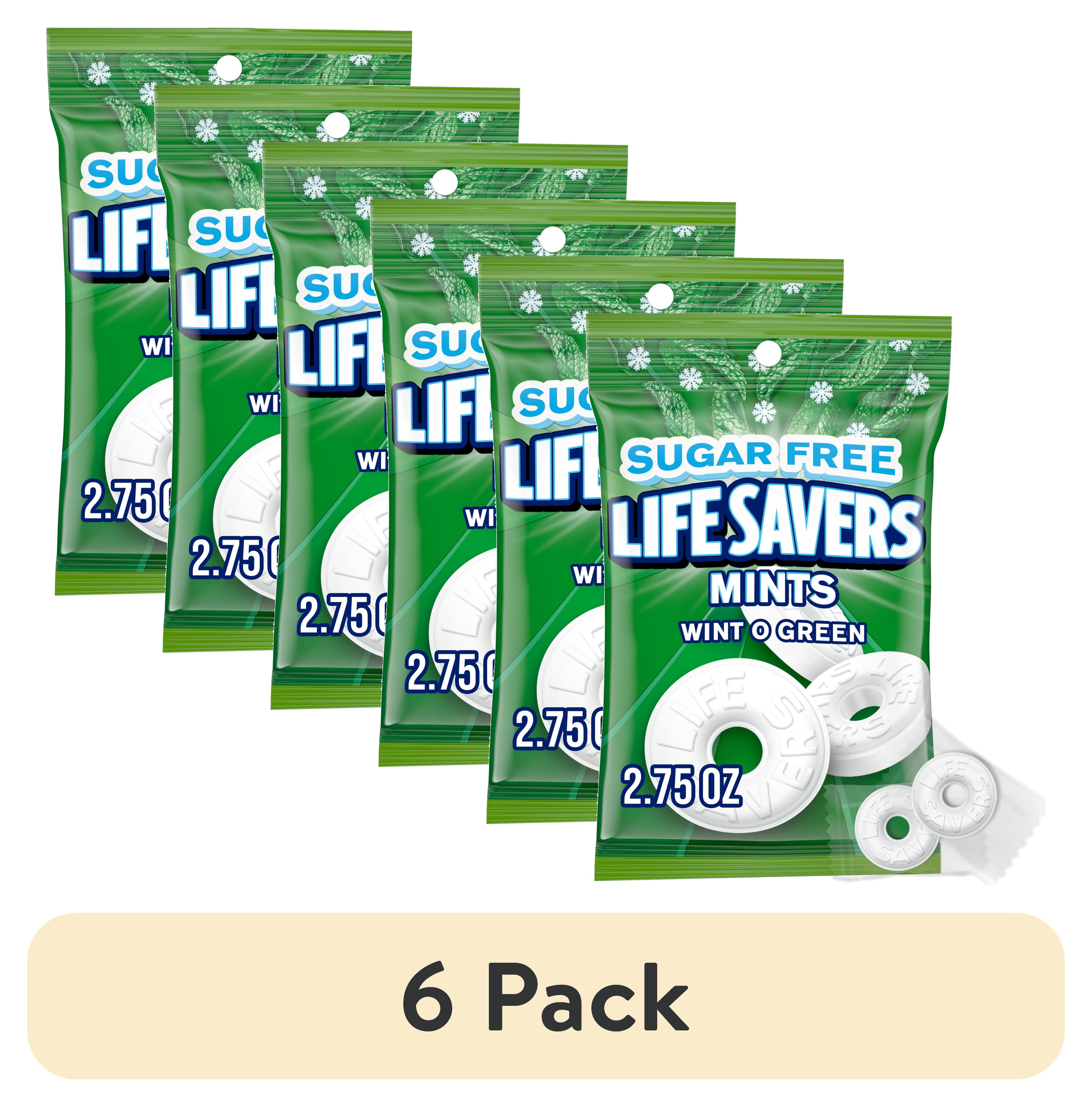 (6 pack) Life Savers Wint-O-Green Sugar Free Breath Mints Hard Candy - 2.75 oz