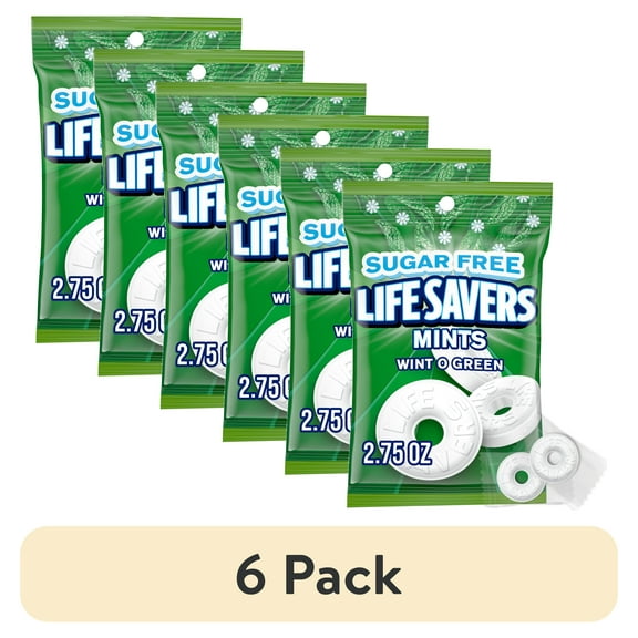 (6 pack) Life Savers Wint-O-Green Sugar Free Breath Mints Hard Candy - 2.75 oz