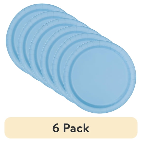 (6 pack) Disposable Paper Plates, 7", Light Blue, 24 Pieces, by Way To Celebrate