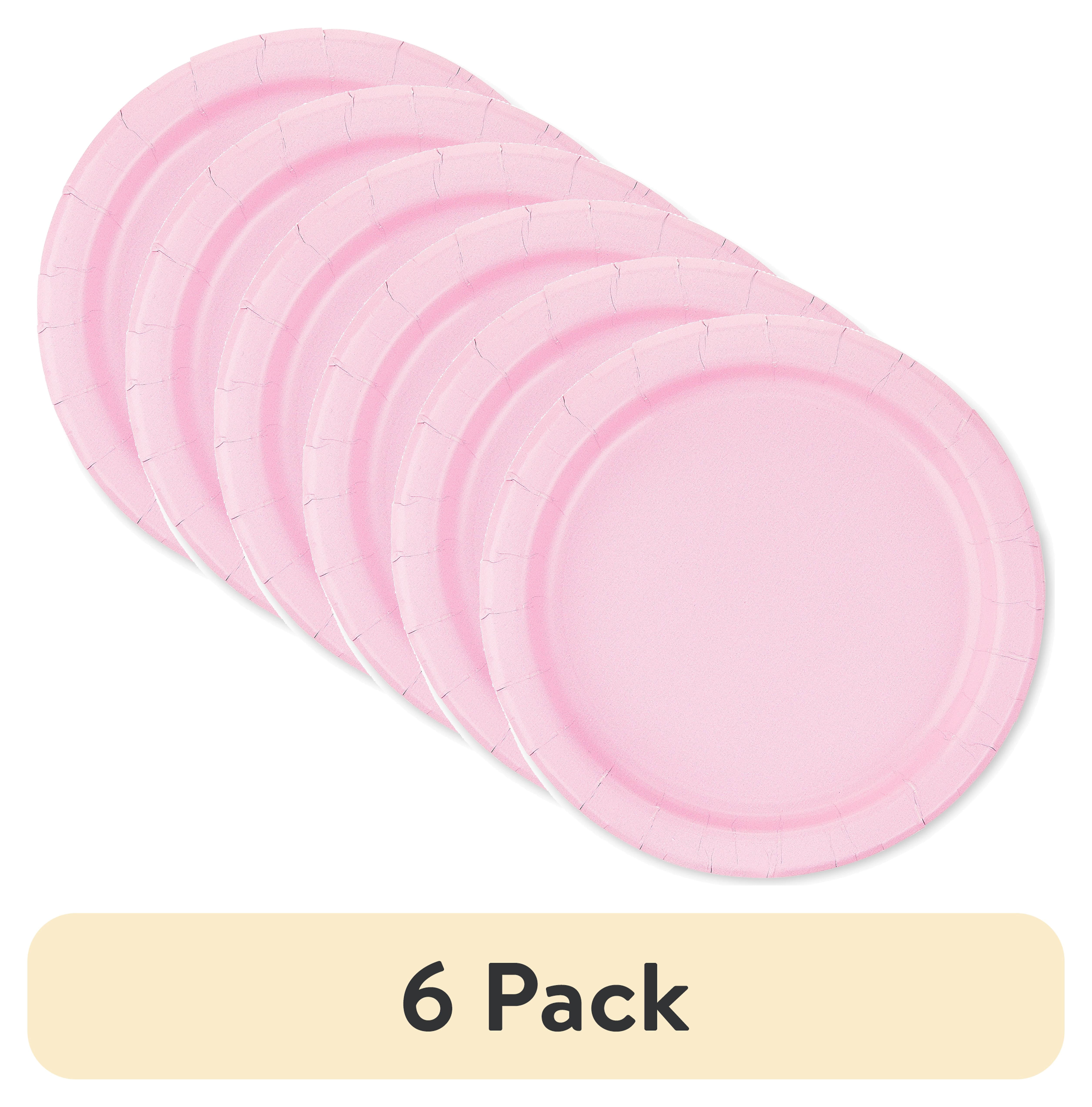 (6 pack) Way To Celebrate Disposable Paper Plates, Light Pink, 7 in, 24 Pieces