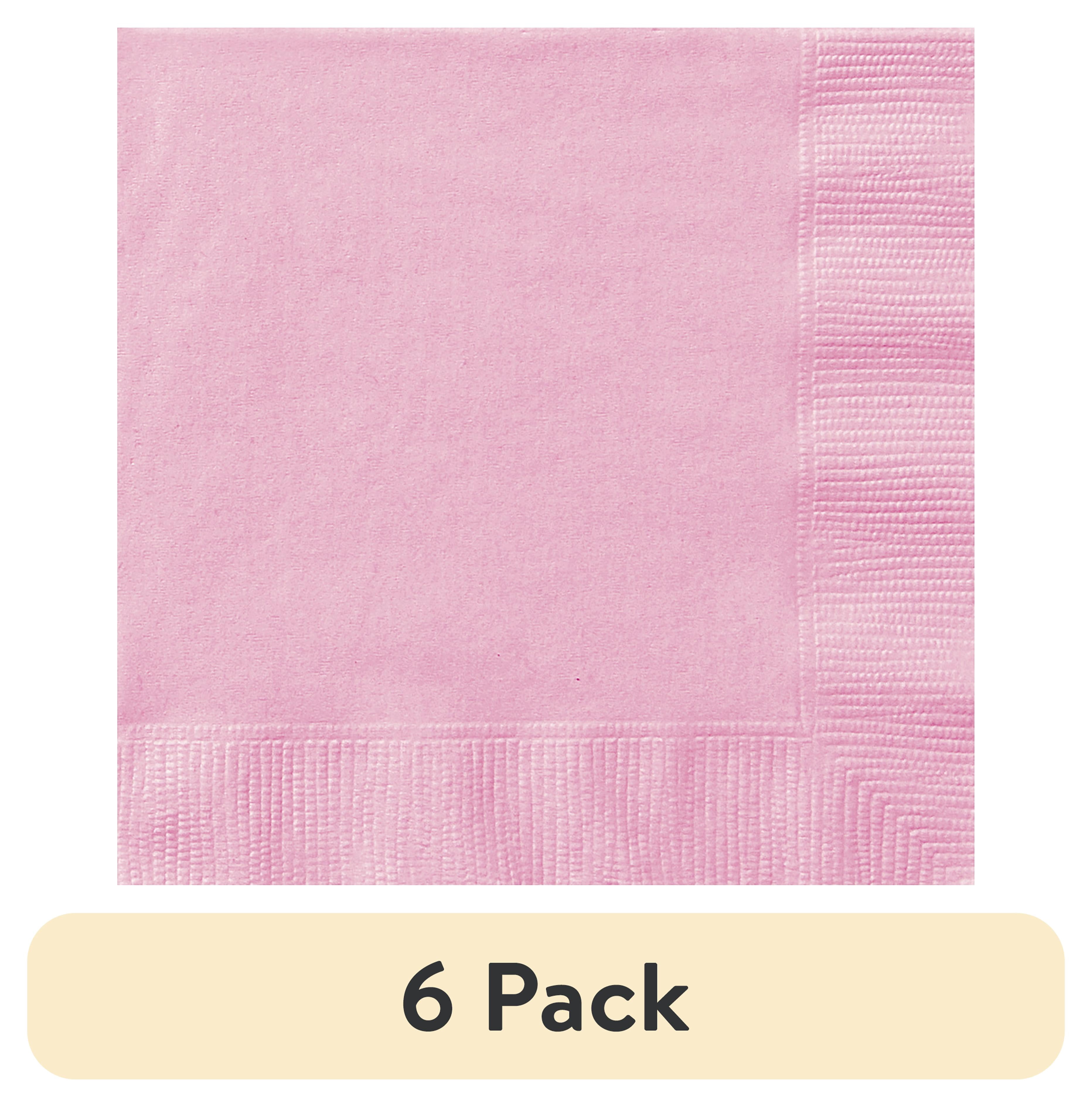 (6 pack) 24CT 6.5IN x 6.5IN Light Pink Disposable Paper Napkins by Way To Celebrate