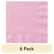 (6 pack) 24CT 6.5IN x 6.5IN Light Pink Disposable Paper Napkins by Way To Celebrate
