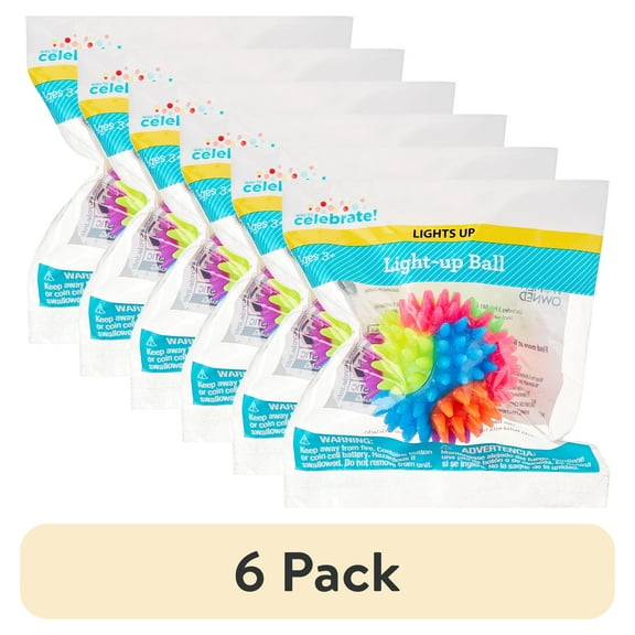 (6 pack) Multicolor Light-Up Spikey Ball, by Way To Celebrate