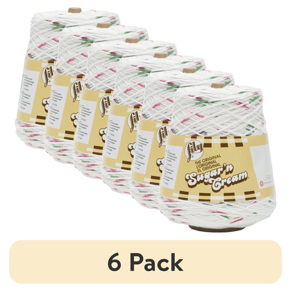 (6 pack) Lily Sugar N Cream® Cones™ #4 Worsted (Medium) Cotton Yarn, Holly Jolly 14oz/400g 674 Yd