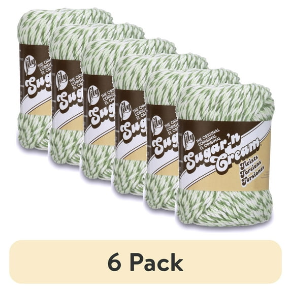 (6 pack) Lily Sugar’N Cream Twists Yarn (56.7G/2Oz), Green Twists