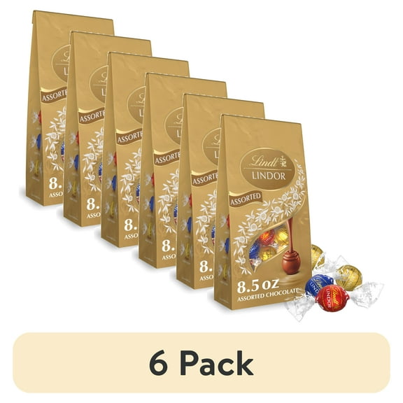(6 pack) Lindt Lindor Assorted Chocolate Truffles, Candy Variety Pack, 8.5 oz Bag