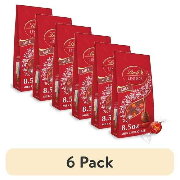 (6 pack) Lindt Lindor Milk Chocolate Candy Truffles, 8.5 oz. Bag