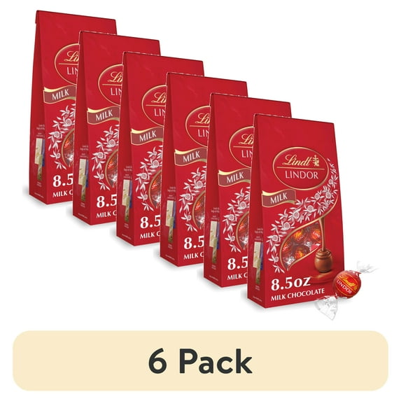 (6 pack) Lindt Lindor Milk Chocolate Candy Bag Truffles, 8.5 oz