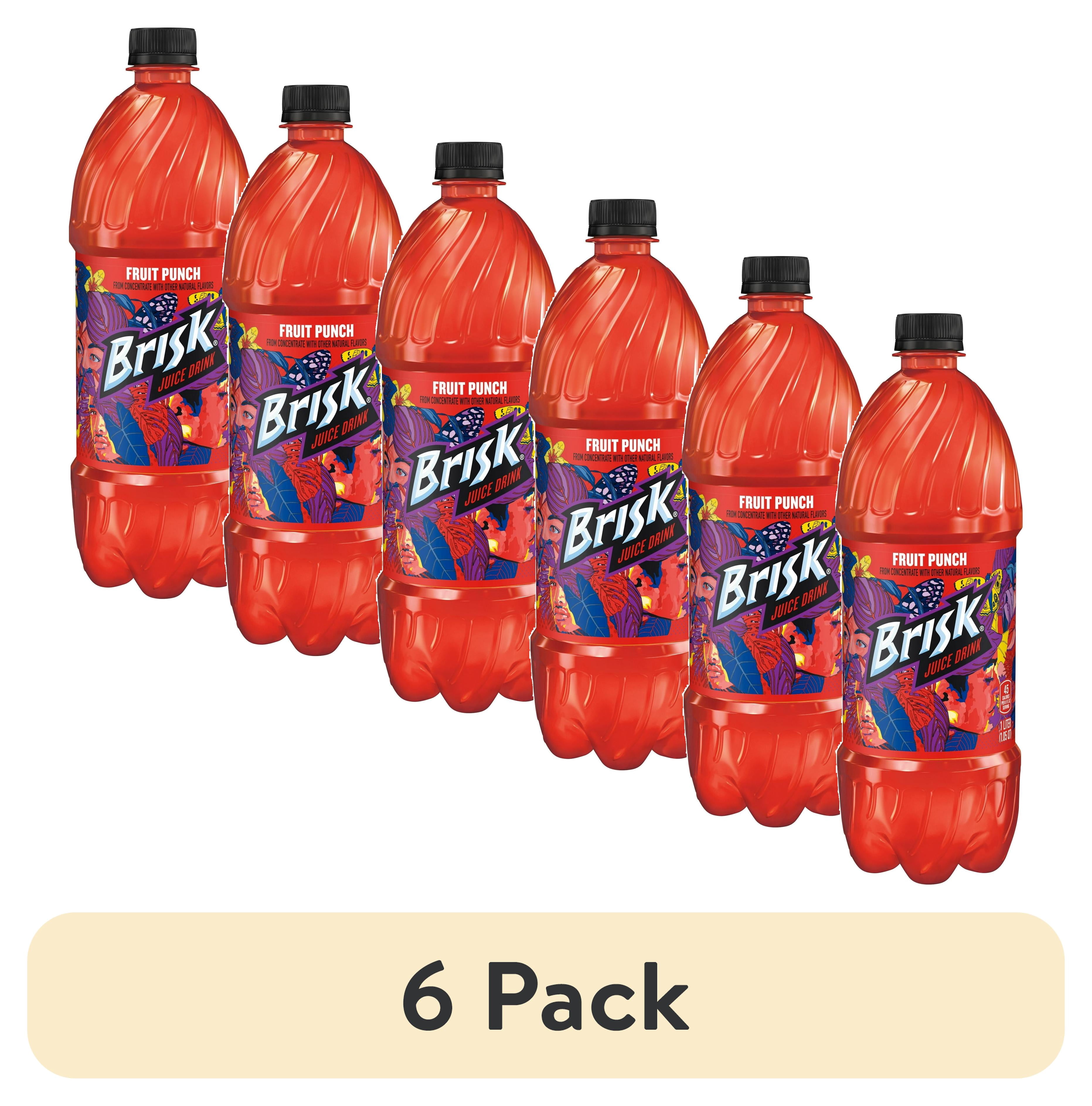 (6 pack) Lipton Brisk Fruit Punch Juice, 1 Liter, Bottle(1Count)