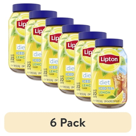 (6 pack) Lipton Diet Iced Black Tea, Lemon, Caffeinated Sugar-Free, 20 Quarts